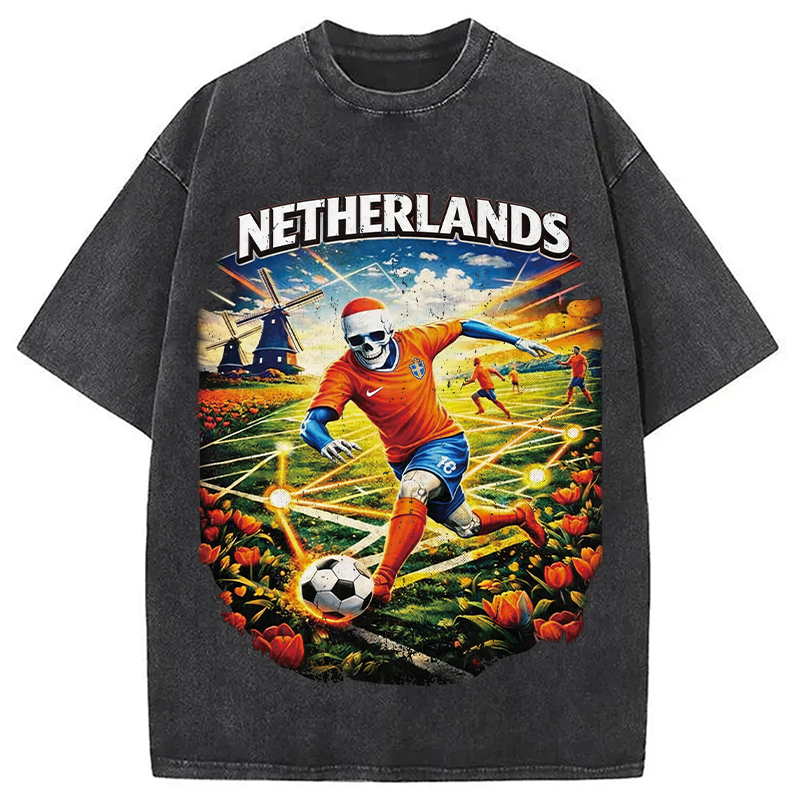Modecanvas Holland Football DTG Printing Washed T-Shirt