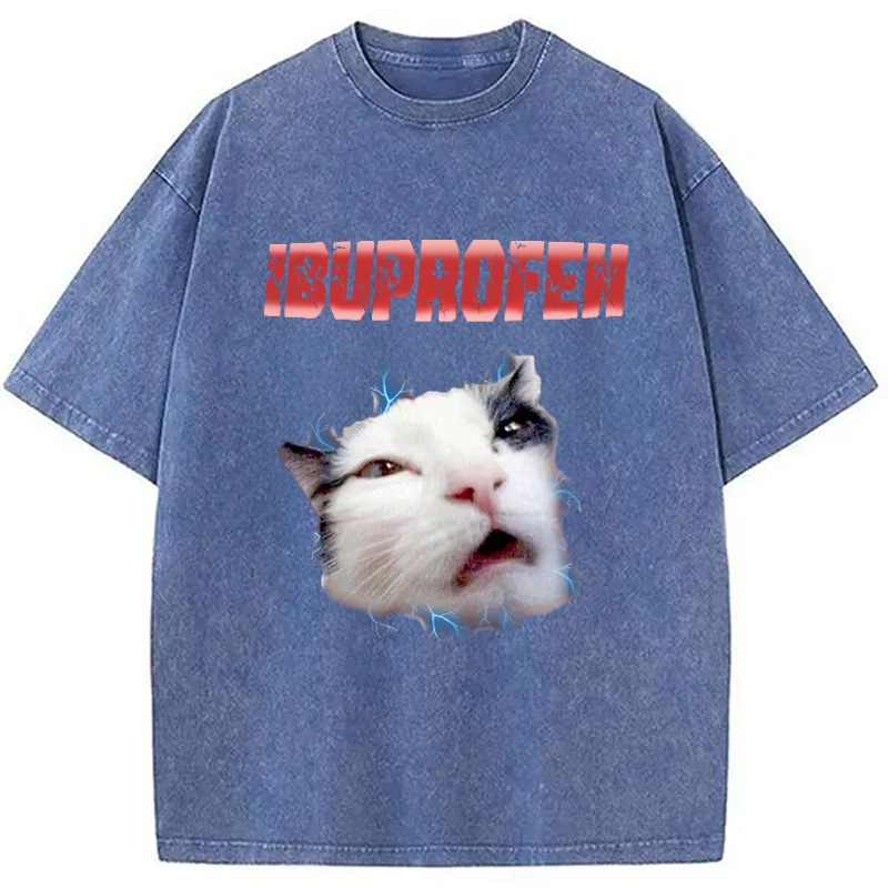 Modecanvas Ibuprofen Cat Meme Washed T-Shirt