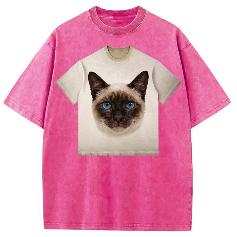 Modecanvas Coffee Cat Shirt Of DTG Printing Washed T-Shirt