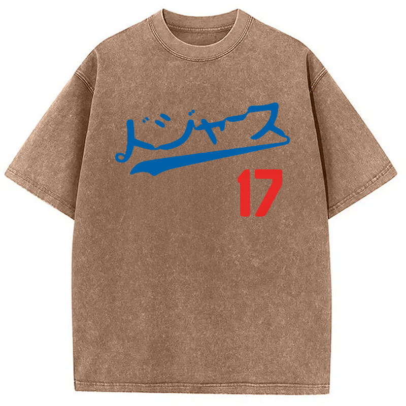 Modecanvas Los Angeles Japanese Baseball Fan Washed T-Shirt
