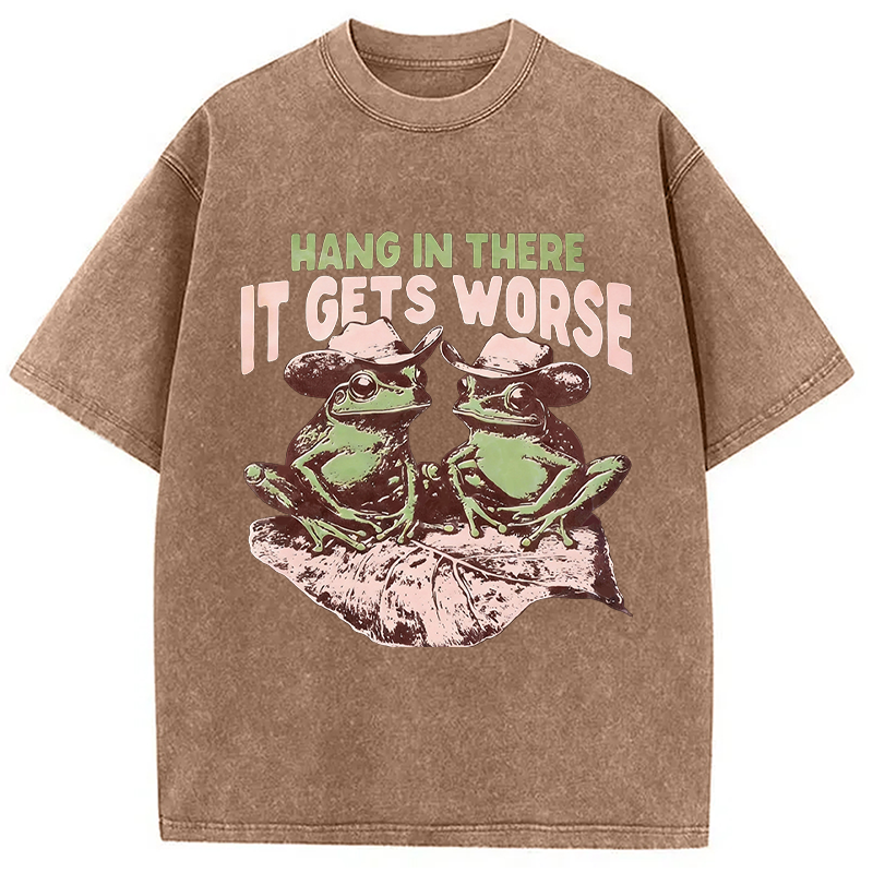 Modecanvas Sarcastic Frog DTG Printing Washed T-Shirt