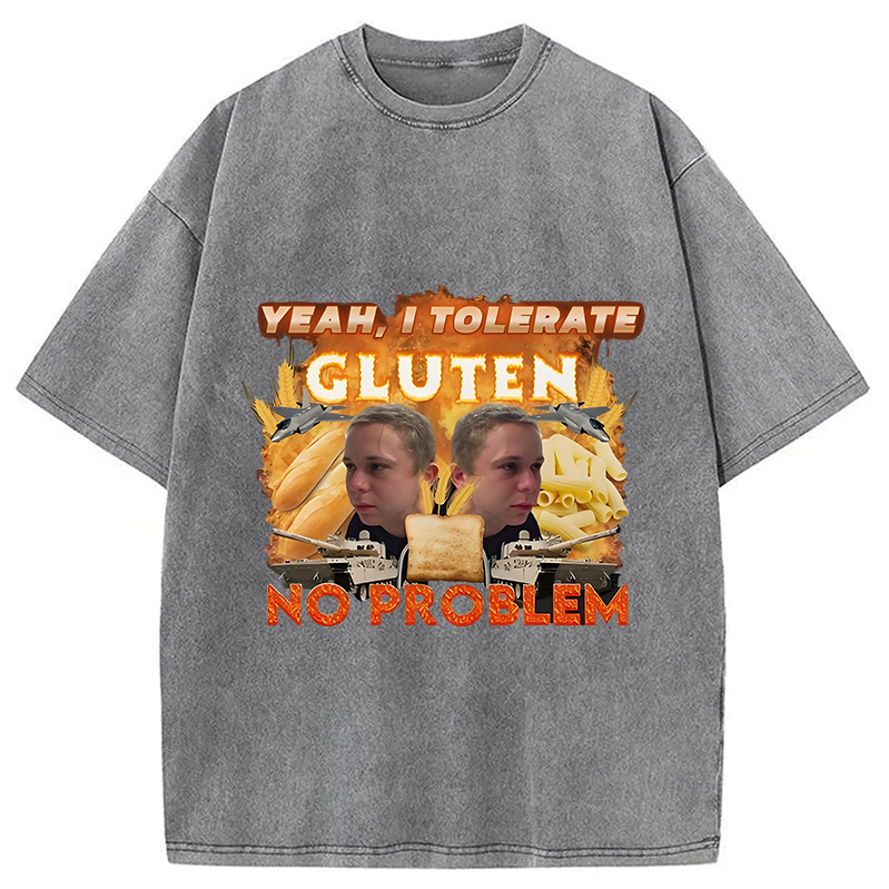 Modecanvas I Tolerate Gluten Meme Washed T-Shirt