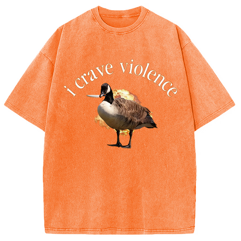 Modecanvas I Crave Violence DTG Printing Washed T-Shirt