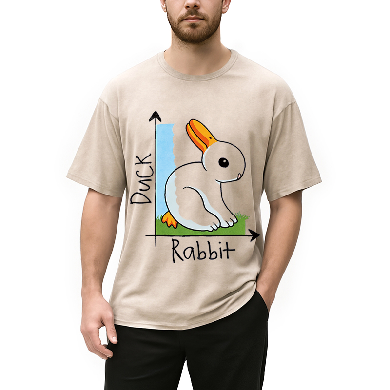 Modecanvas Duck Or Rabbit DTG Printing Washed T-Shirt