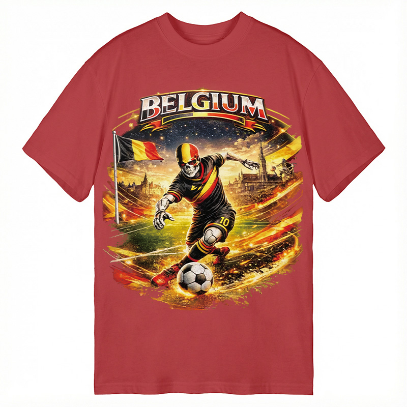 Modecanvas Belgium Soccer Skull DTG Printing Classic T-Shirt-modecanvas