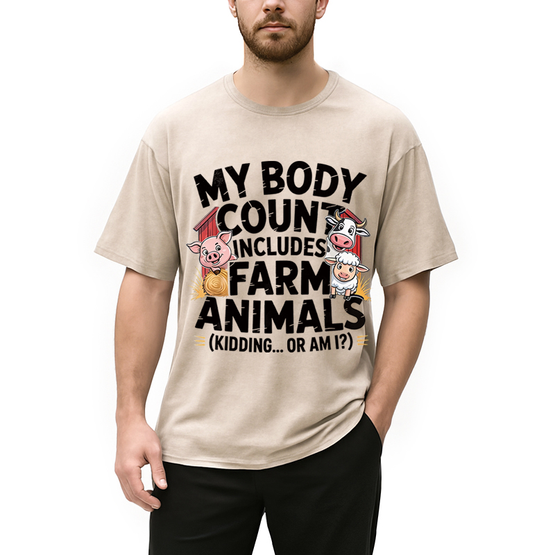 Modecanvas Embarrassing Farmer Meme DTG Printing Washed T-Shirt