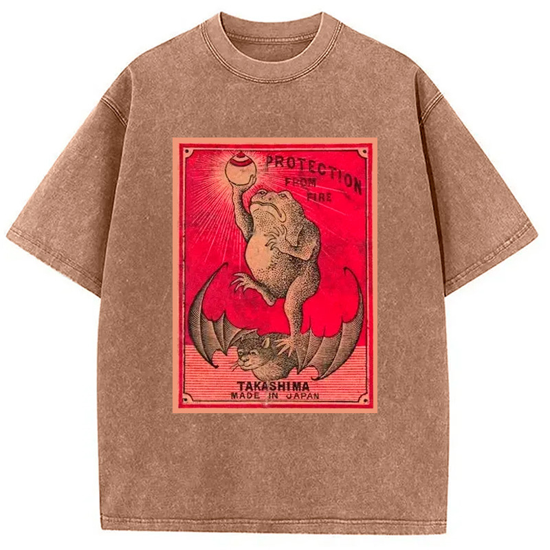 Modecanvas Japanese Matches Frog & Bat Washed T-Shirt