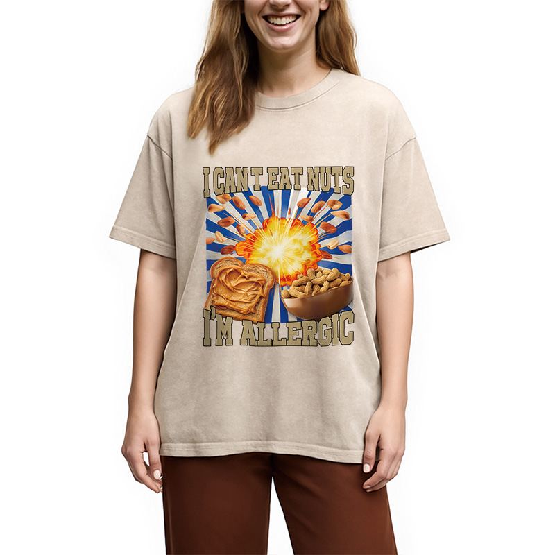 Modecanvas Allergy Nut Intolerance Washed T-Shirt