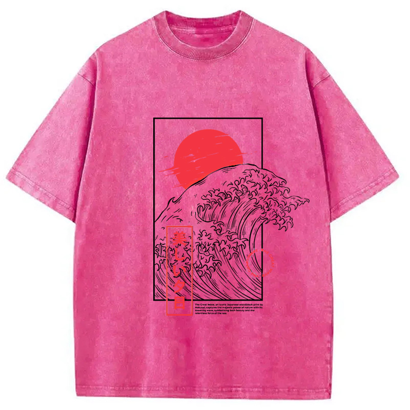 Modecanvas The Great Wave Vintage Washed T-Shirt