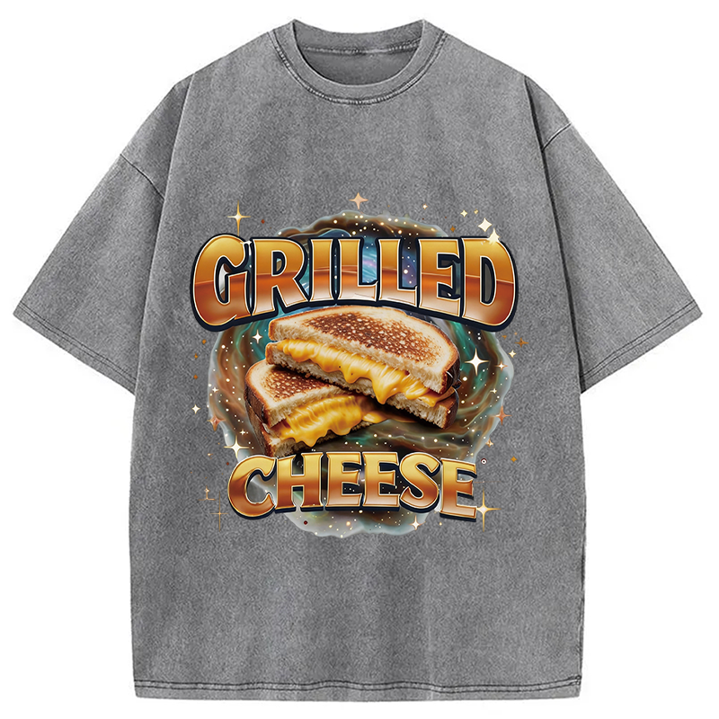 Modecanvas Grilled Cheese DTG Printing Washed T-Shirt