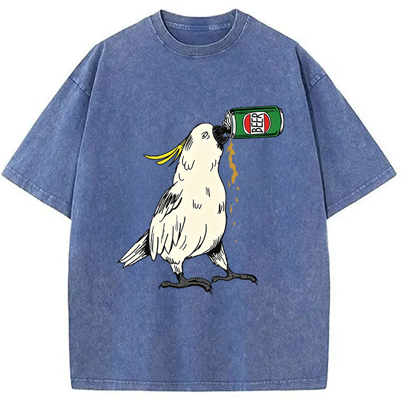 Modecanvas Cockatoo Beer DTG Printing Washed T-Shirt