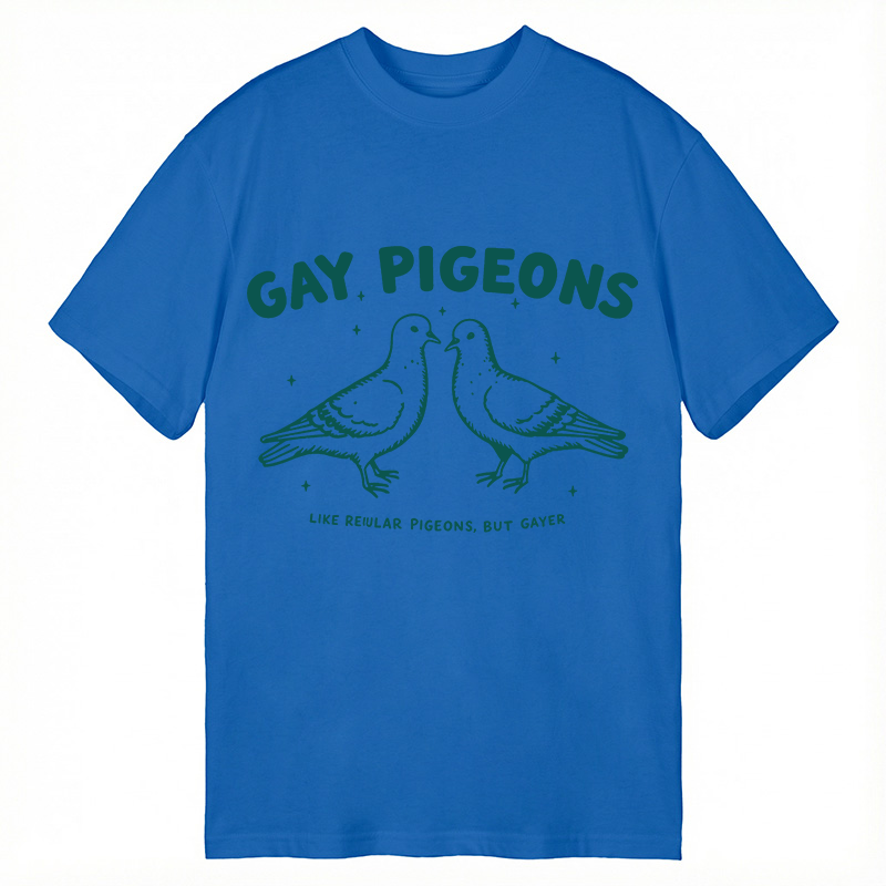 Modecanvas Gay Pigeons Funny LGBTQ Pride DTG Printing Classic T-Shirt-modecanvas