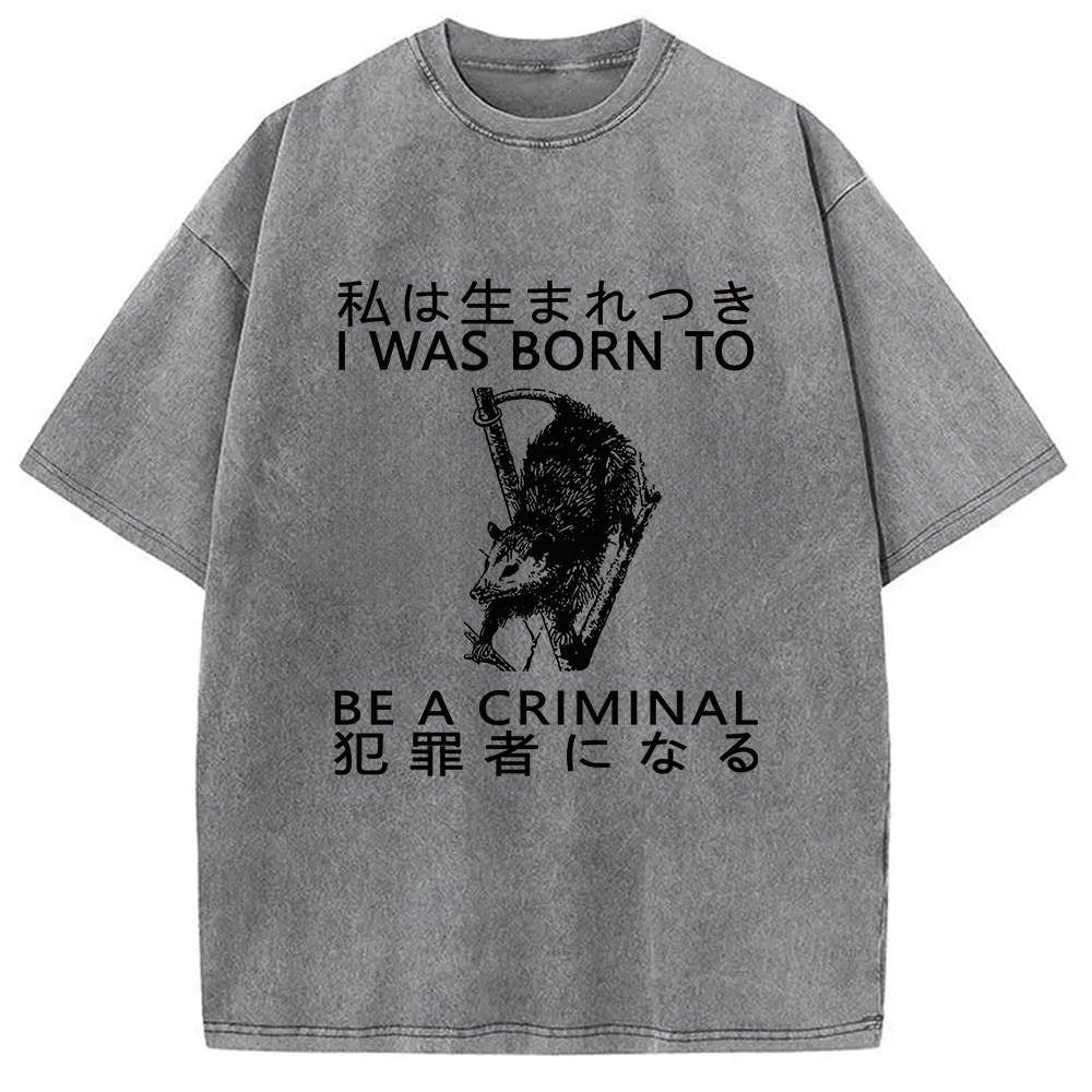 Modecanvas I Was Born To Be A Criminal Washed T-Shirt
