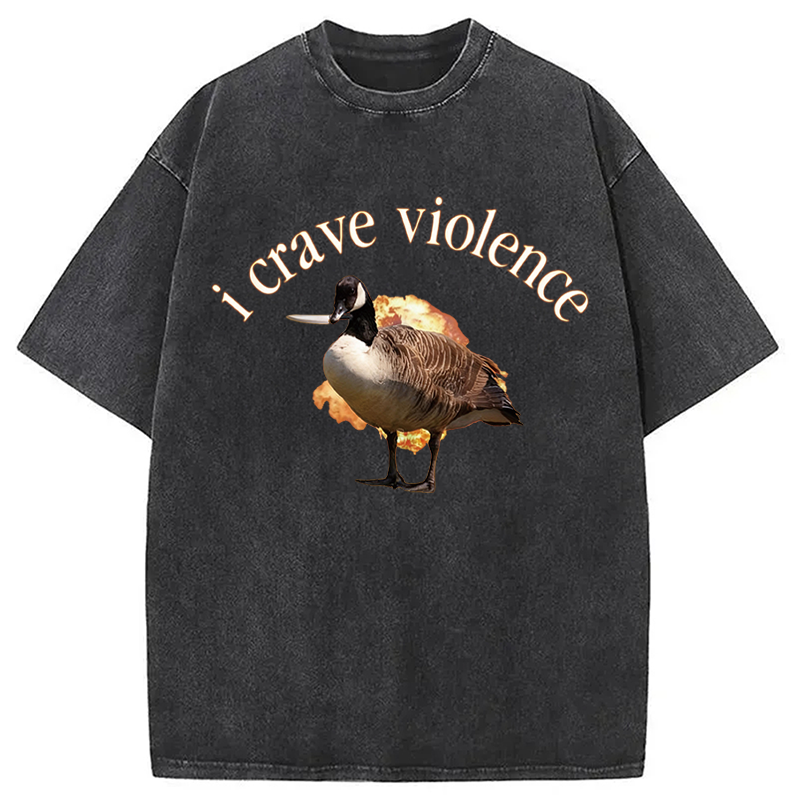 Modecanvas I Crave Violence DTG Printing Washed T-Shirt
