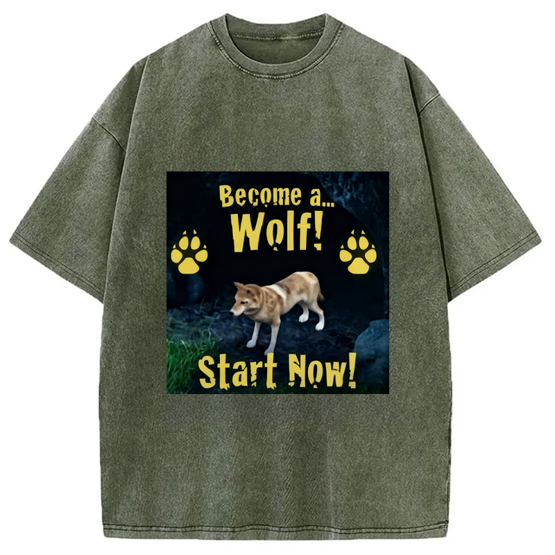 Modecanvas Become A Wolf Washed T-Shirt