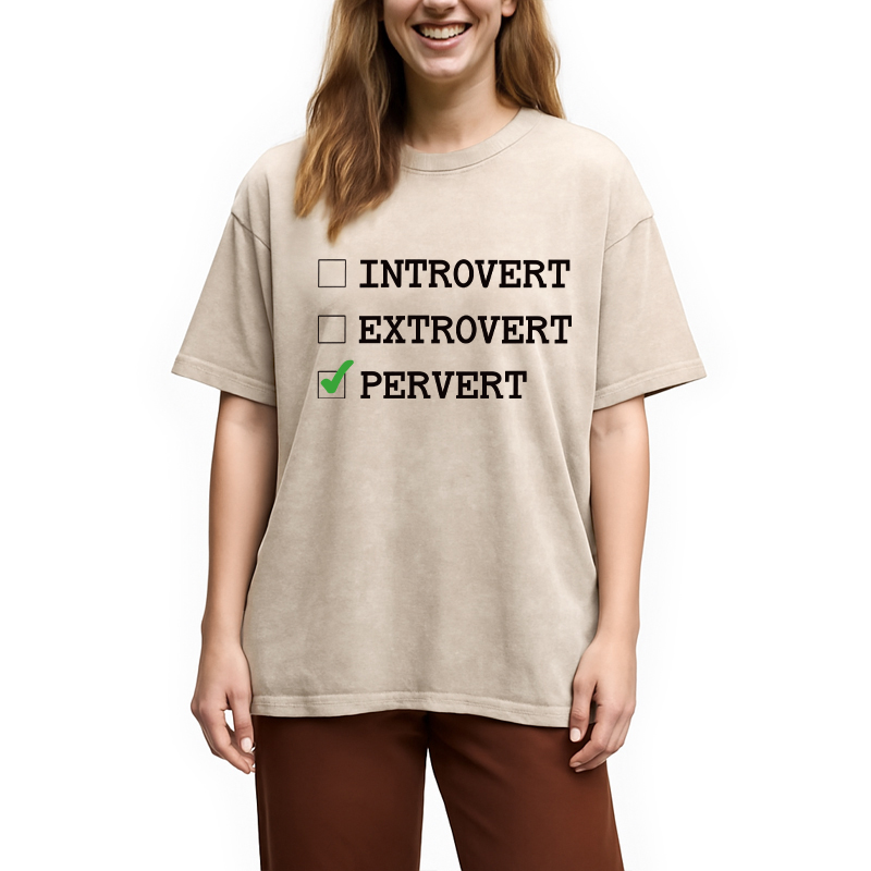Modecanvas Introvert Extrovert Pervert DTG Printing Washed T-Shirt