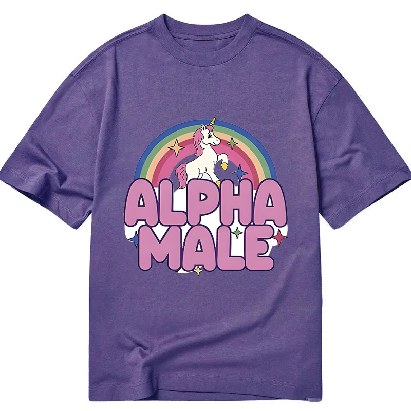 Modecanvas Rainbow Unicorn Alpha Male DTG Printing Classic T-Shirt-modecanvas