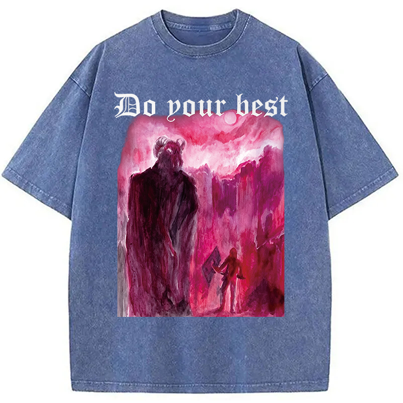 Modecanvas Do Your Best DTG Printing Washed T-Shirt-modecanvas