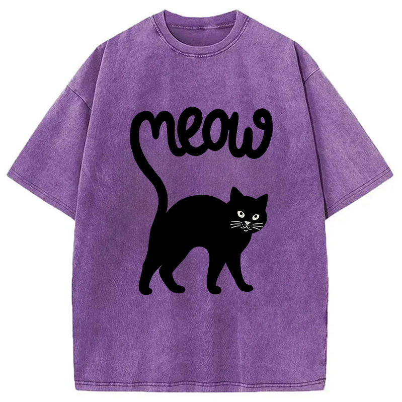 Modecanvas Funny Cat Tail Washed T-Shirt