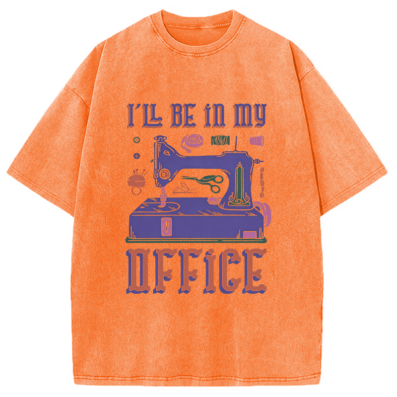 Modecanvas Funny Sewing Machine Seamstress Tailor DTG Printing Washed T-Shirt