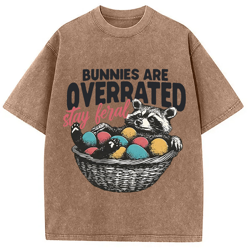 Modecanvas Funny Easter Raccoon DTG Printing Washed T-Shirt