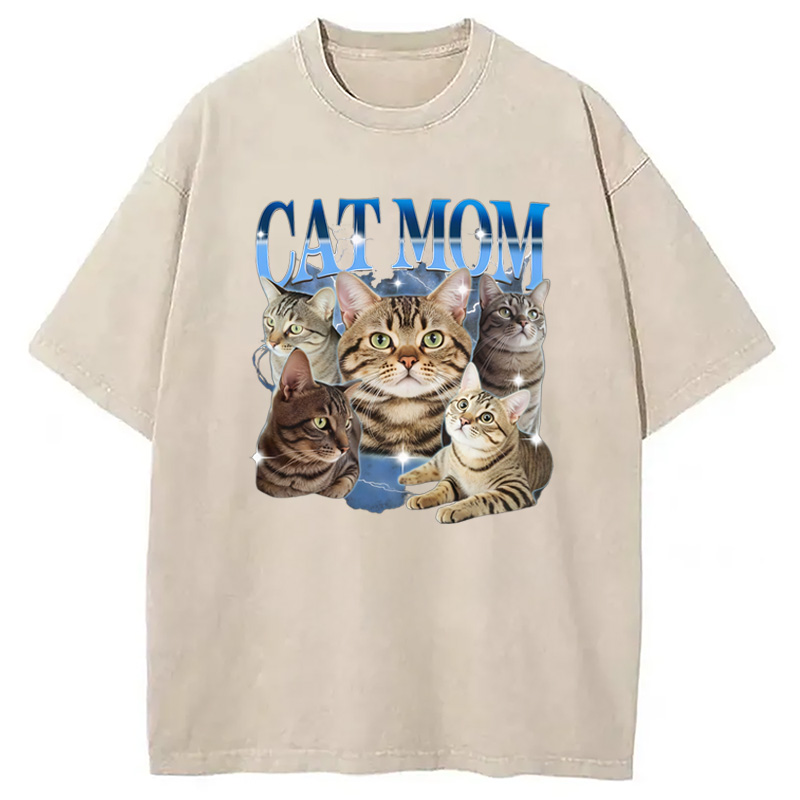 Modecanvas Cat Mom Meme Washed T-Shirt