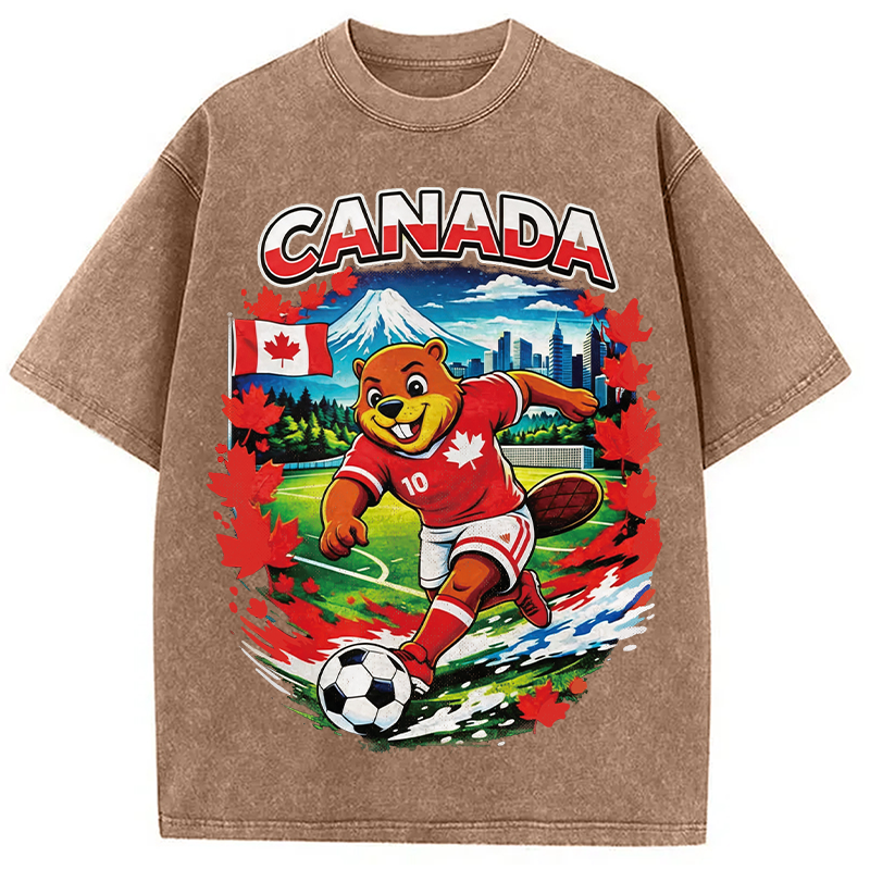 Modecanvas Canada Soccer DTG Printing Washed T-Shirt