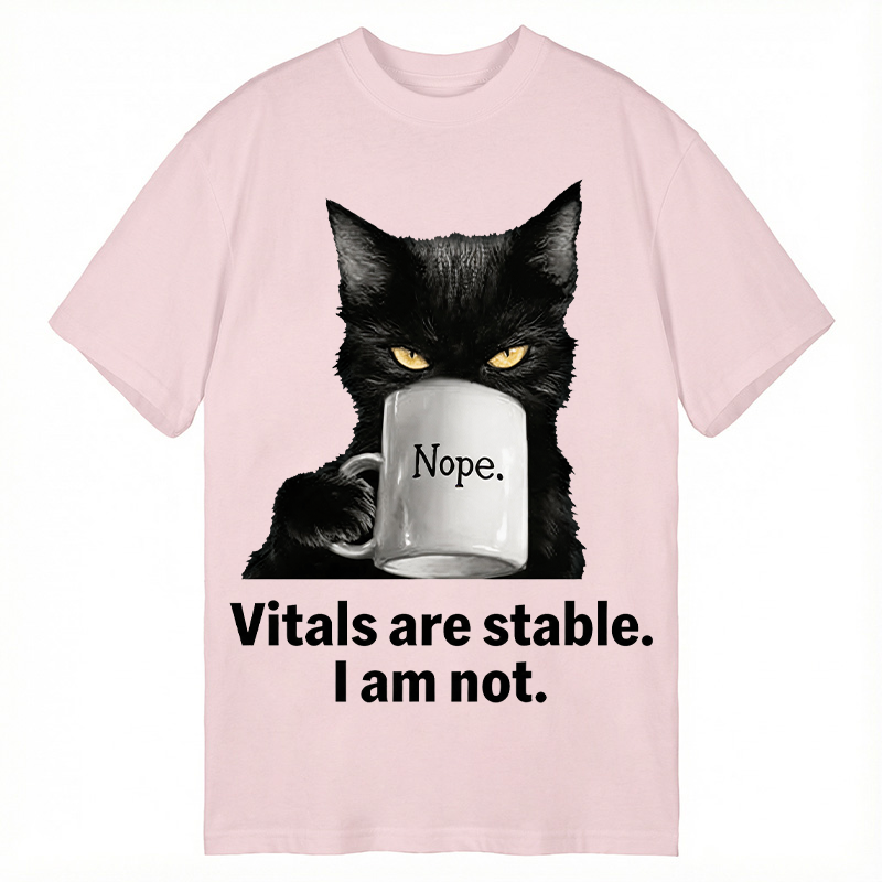Modecanvas Grumpy Black Cat Coffee Meme DTG Printing Classic T-Shirt-modecanvas
