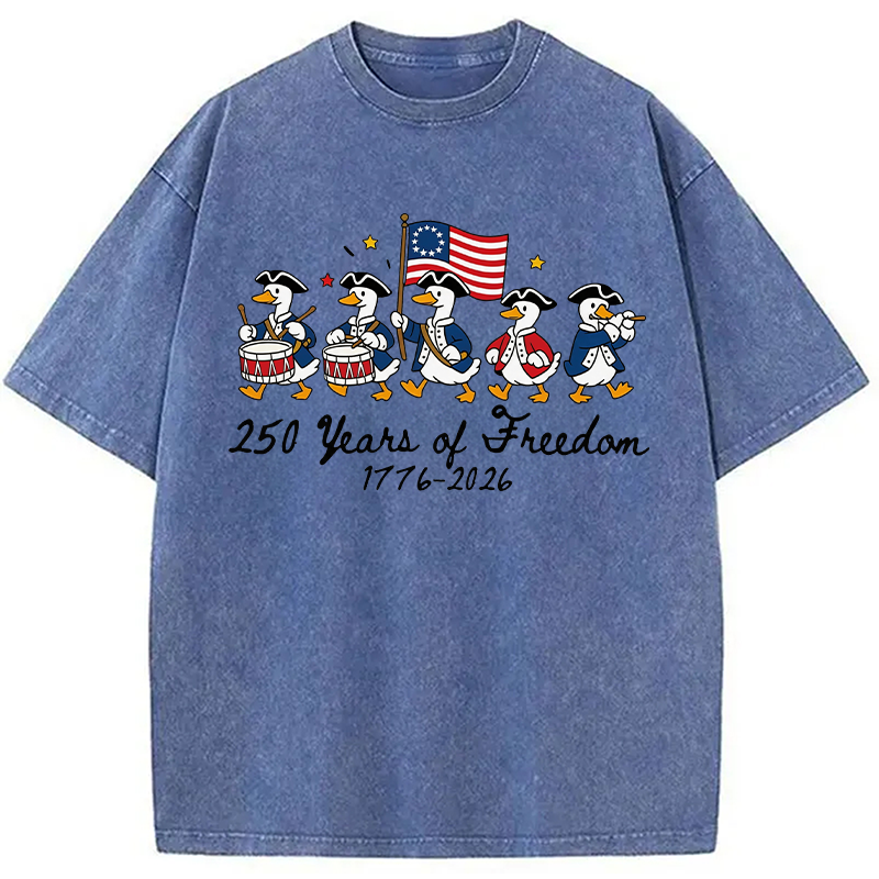 Modecanvas American 250th Anniversary Funny Goose DTG Printing Washed T-Shirt