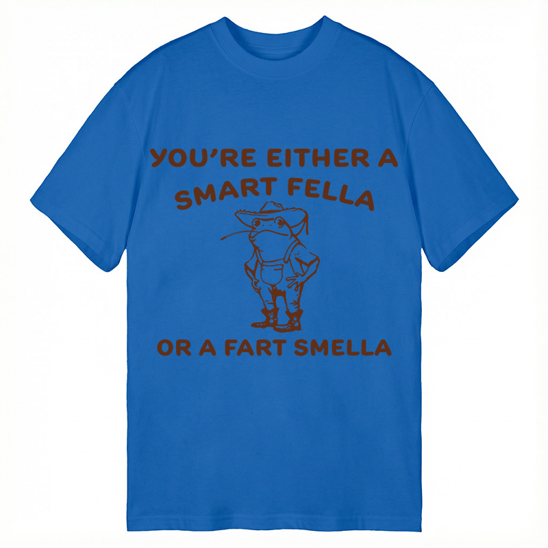 Modecanvas Are You A Smart Fella Or Fart Smella? Cowboy Frog DTG Printing Classic T-Shirt-modecanvas