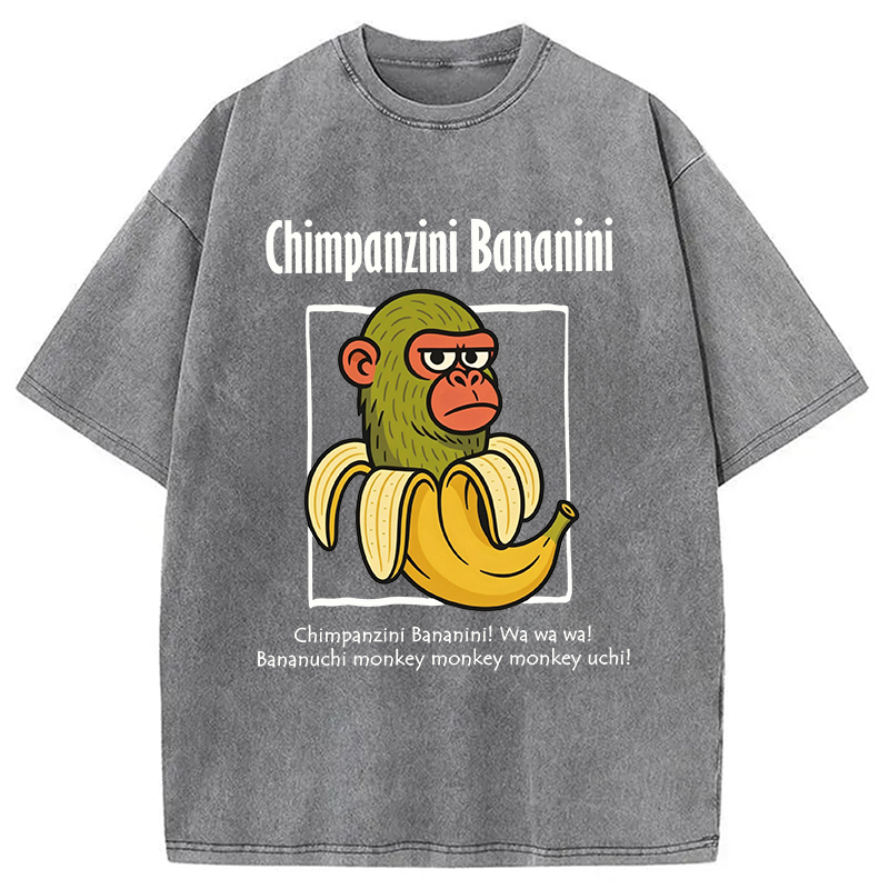 Modecanvas Chimpanzini Bananini Funny DTG Printing Washed T-Shirt