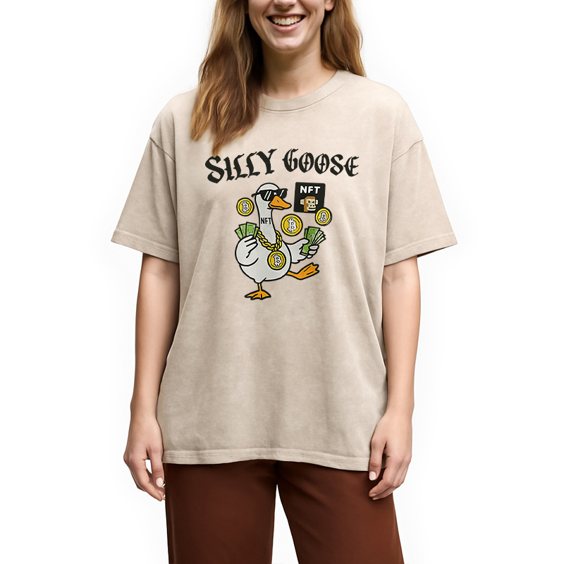 Modecanvas Silly Goose Crypto Bro NFT DTG Printing Washed T-Shirt