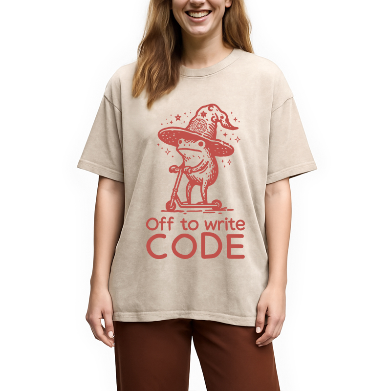 Modecanvas Coder IT Frog DTG Printing Washed T-Shirt