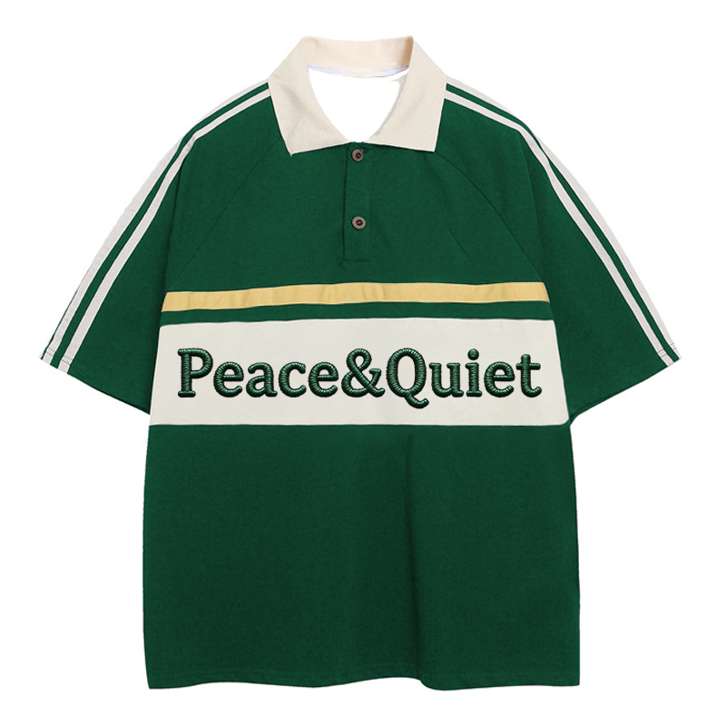 Modecanvas Peace & Quiet Polo Embroidered T-Shirt
