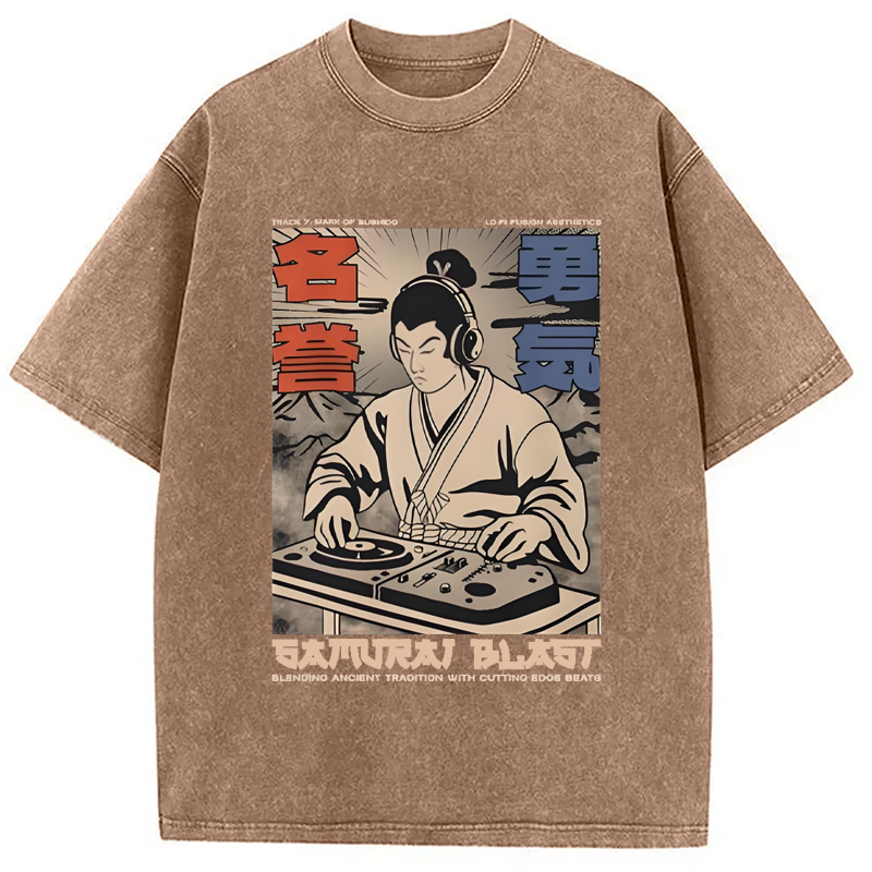 Modecanvas Samurai DJ Japanese Washed T-Shirt