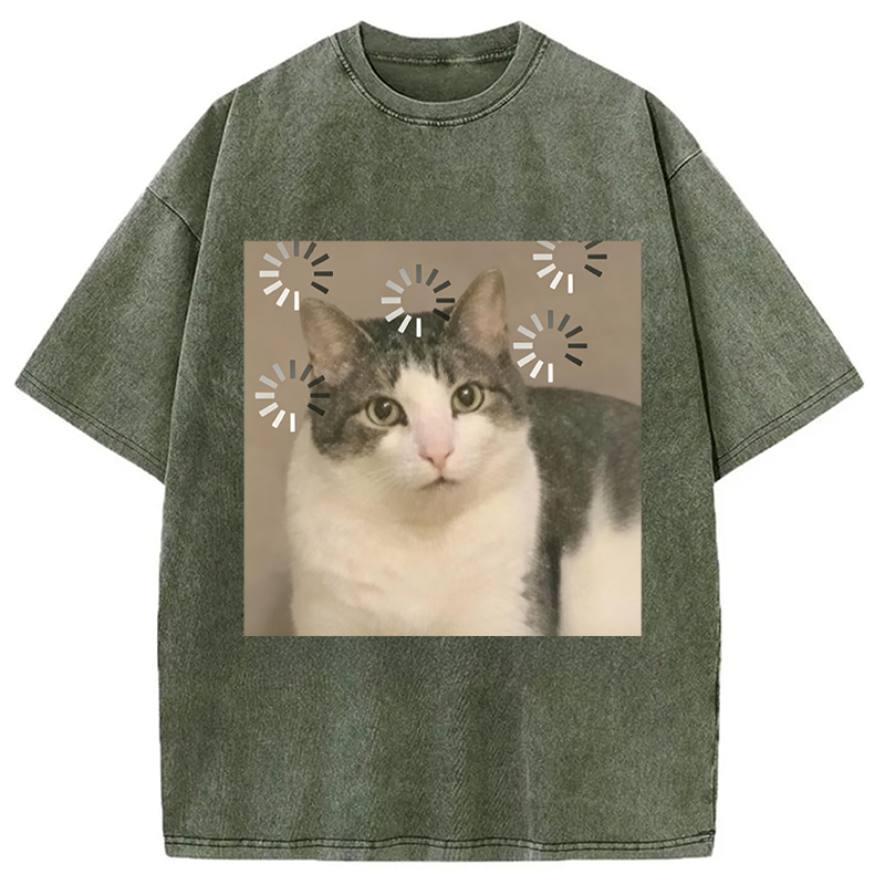 Modecanvas Cat Reload The Brain DTG Printing Washed T-Shirt