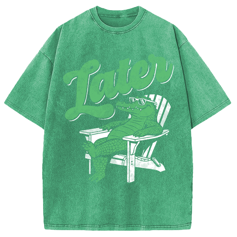 Modecanvas Funny Later Gator DTG Printing Washed T-Shirt