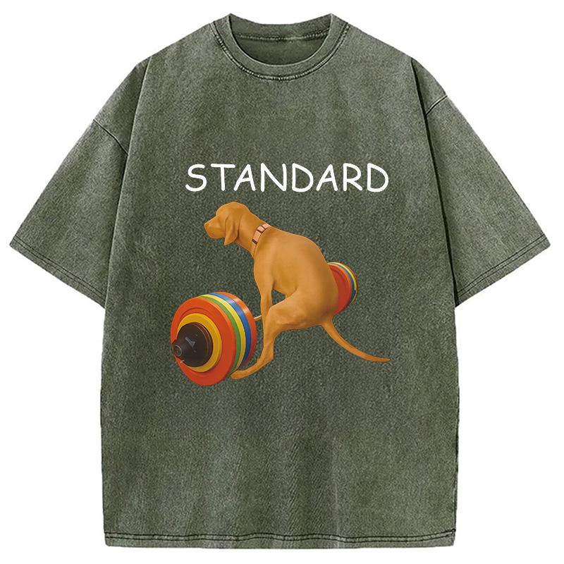 Modecanvas Standard Dog FItness Meme Washed T-Shirt