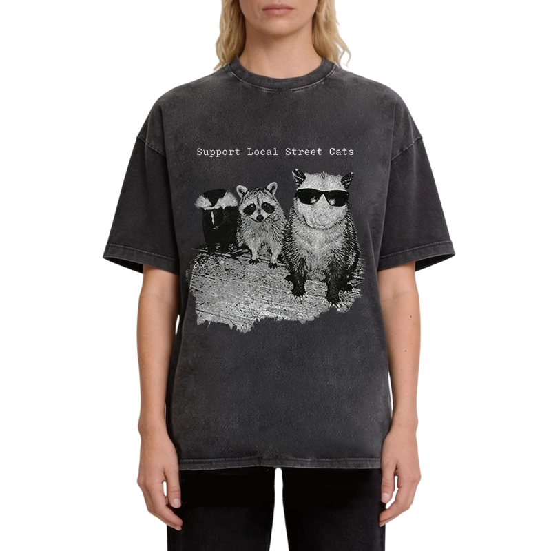Modecanvas Support Local Street Cats DTG Printing Washed T-Shirt