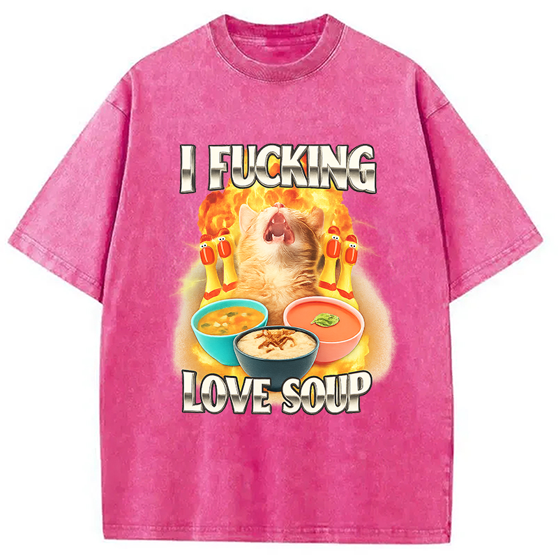 Modecanvas I Love Soup Meme Washed T-Shirt