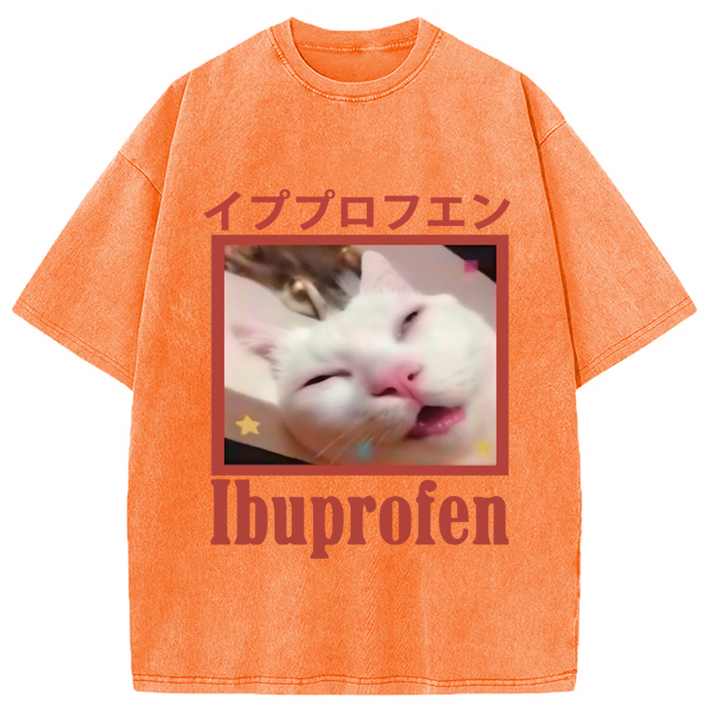 Modecanvas Ibuprofen Meme Cat Washed T-Shirt