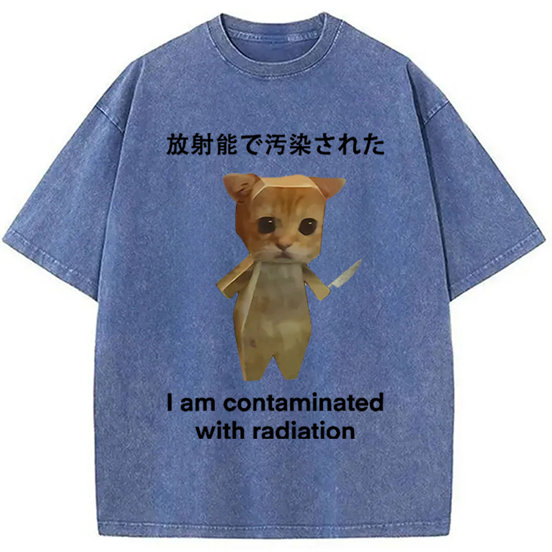 Modecanvas Kitten Contaminated By Radiation Washed T-Shirt-modecanvas