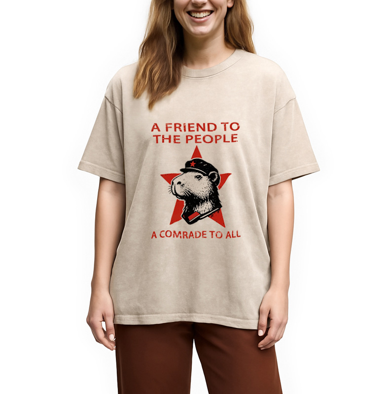 Modecanvas Capibalism Funny Washed T-Shirt