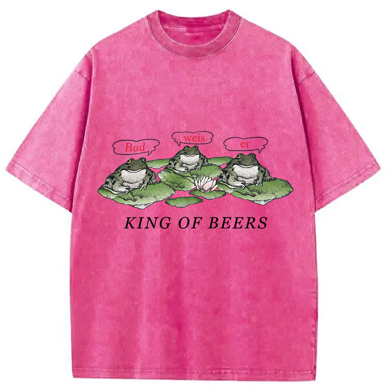 Modecanvas King Of Beers DTG Printing Washed T-Shirt