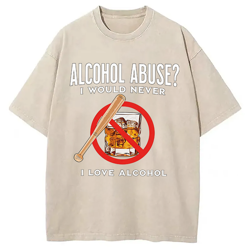 Modecanvas Alcohol Abuser Funny DTG Printing Washed T-Shirt