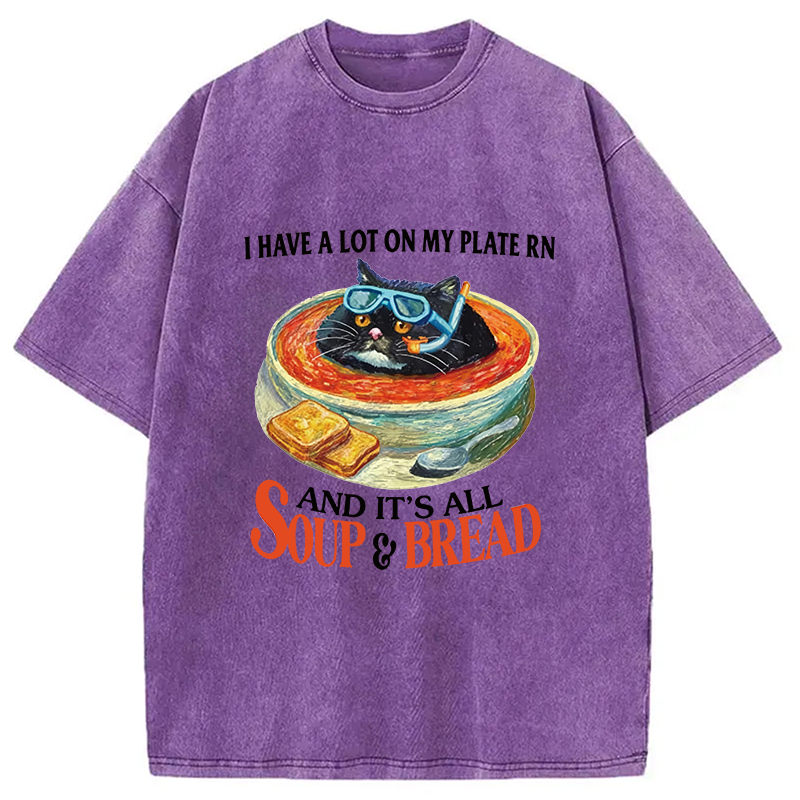 Modecanvas Soup And Bread DTG Printing Washed T-Shirt