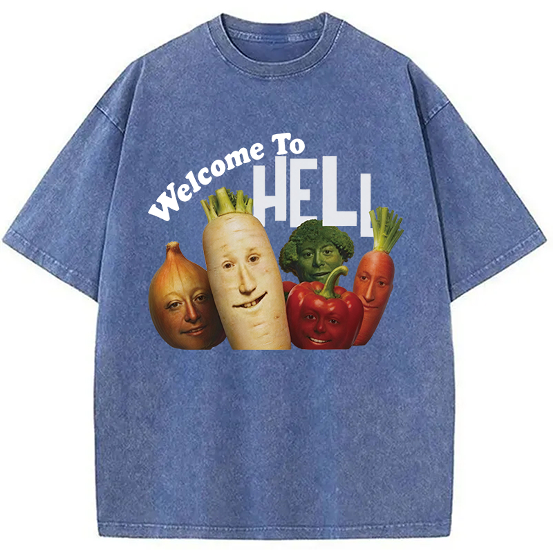 Modecanvas Welcome To Hell DTG Printing Washed T-Shirt