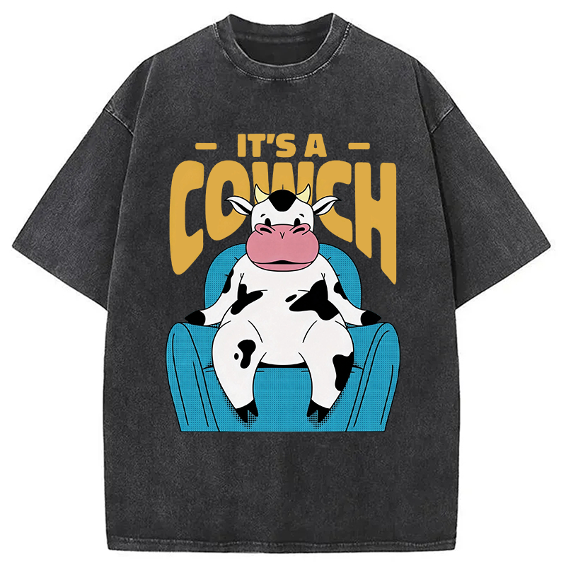 Modecanvas Its A Cowch Funny Cow DTG Printing Washed T-Shirt