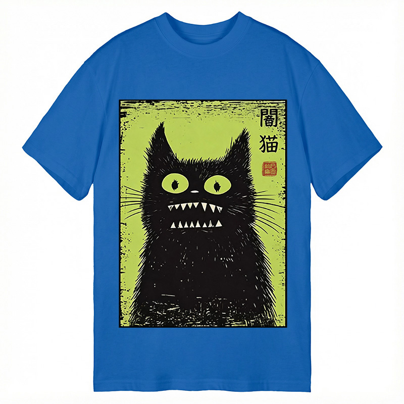 Modecanvas Spooky Black Cat DTG Printing Classic T-Shirt-modecanvas
