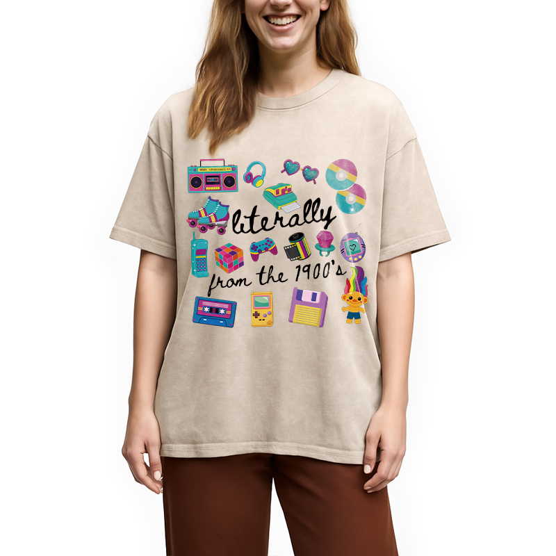 Modecanvas Literally From The 1900s DTG Printing Washed T-Shirt